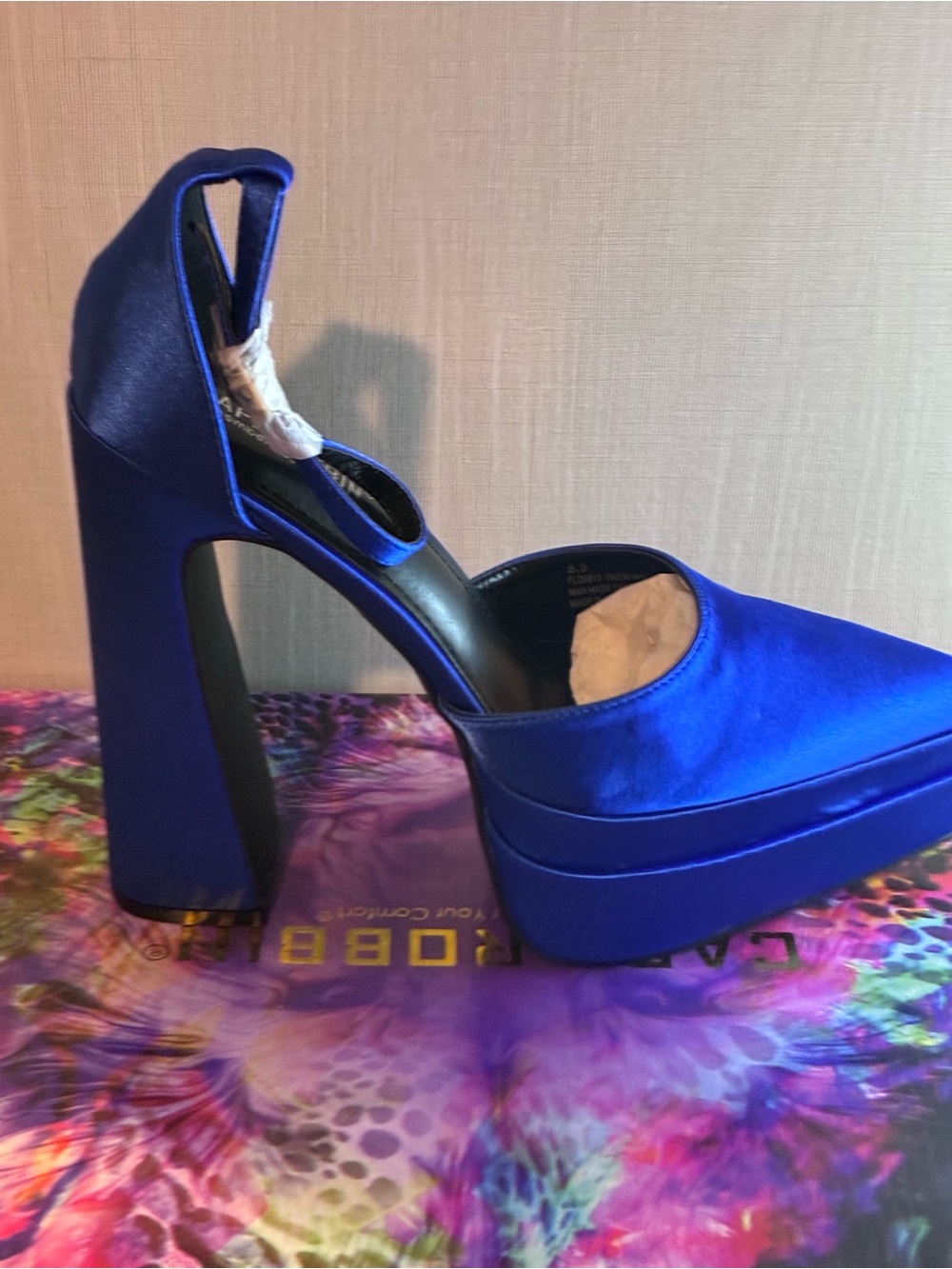 Cape Robbin Royal Blue Satin Platform Mary Jane Pump